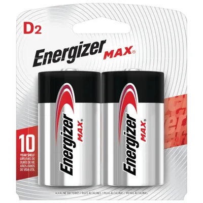 Energizer Max D Cell Batteries  2pk Alkaline Battery