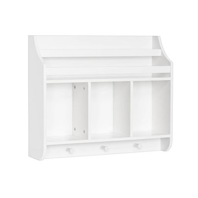 RiverRidge Kids Wall Mounted Bookshelf and Toy Storage Organizer White