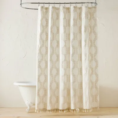 In The Name of Love Clipped Shower Curtain White - Opalhouse designed by Jungalow: Cotton & Polyester, Jacquard Weave