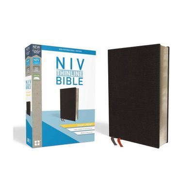 NIV, Thinline Bible, Giant Print, Bonded Leather, Black, Indexed, Red Letter Edition - Large Print by Zondervan (Leather Bound)