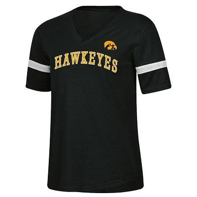 NCAA Iowa Hawkeyes Womens Mesh Trim V-Neck T-hirt