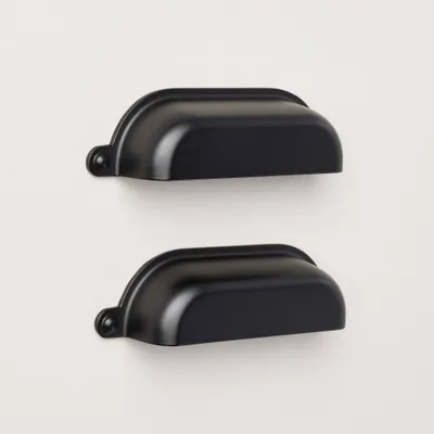 3 Vintage Library Drawer Bin Pulls Matte Black (Set of 2) - Hearth & Hand with Magnolia: Zinc Alloy, Includes Mounting Hardware