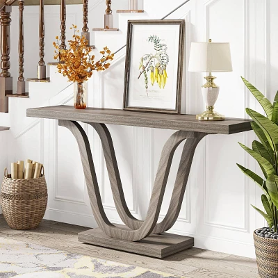 LITTLE TREE 55 Farmhouse Console Table Light Gray