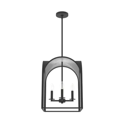 15 4-Light Dukestown Natural Black Iron & Leaf Lantern Pendant : UL Listed, Metal - Hunter Fan