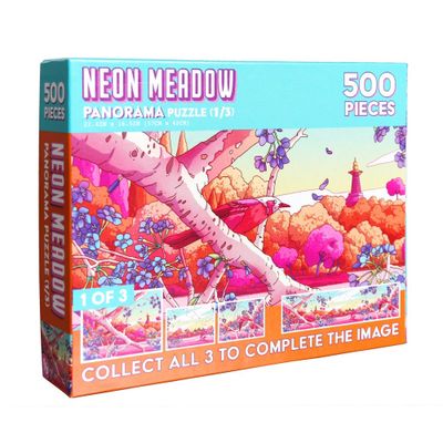 de.bored Neon Meadow 1 of 3 Panorama Puzzle - 500pc