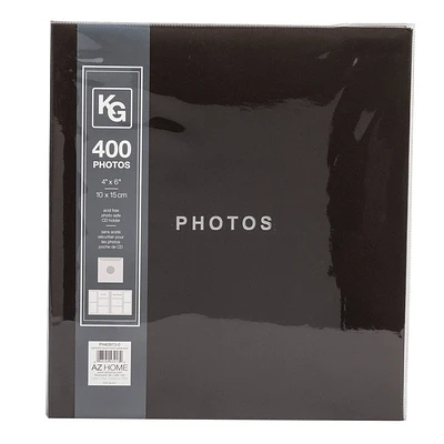 Kiera Grace 400 Pocket Photo Album Black: Plastic Material, 4x6 Inch Storage, Book Binding, All Occasion Scrapbook