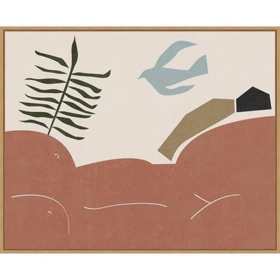 28 x 22 Other Land I by Melissa Wang Framed Canvas Wall Art Light Brown - Amanti Art: Abstract Cropland Imagery, Modern Decor