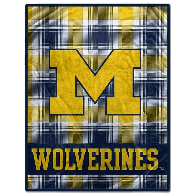 NCAA Michigan Wolverines Plaid Ultra Cozy Throw Blanket