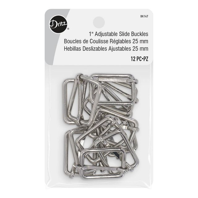 Dritz 12ct Buckles 1 Adjustable Slide Nickel