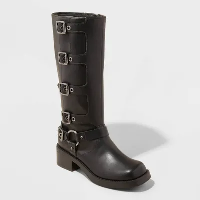 Women Rebel Tall Moto Buckle Boot