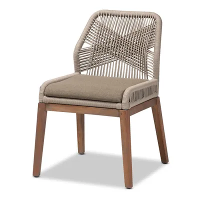 Jennifer Woven Rope Mahogany Dining Side Chair Gray/Walnut - bali & pari