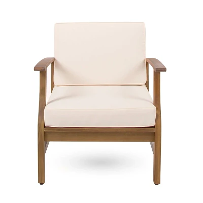 Christopher Knight Home Perla Outdoor Club Chair Acacia Wood Teak/Cream