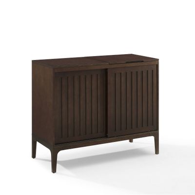 Asher Record Storage Media Console Dark Brown - Crosley: Sliding Doors, Adjustable Shelving, Vinyl Organizer