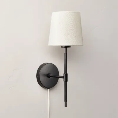 Fabric Shade Wall Sconce Black/Cream - Hearth & Hand with Magnolia