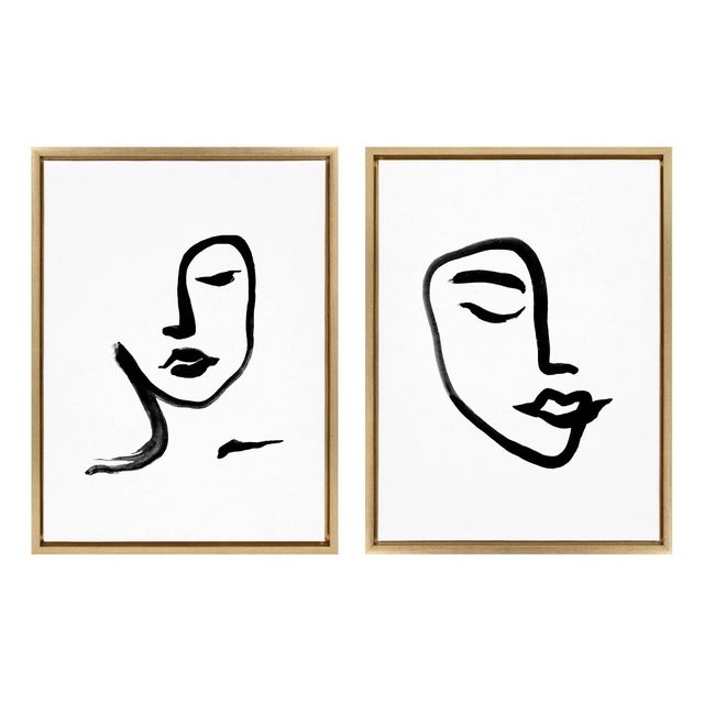 Kate  Laurel All Things Decor (Set of 2) 18 x 24 Sylvie Thinking of You Line  Art and Sitting Beauty Framed Canvas Set Gold Kate  Laurel All Things  Decor Connecticut Post Mall