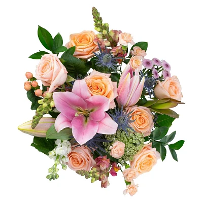 Fresh Cut Peach & Pink Flower Bouquet - 22 Stems