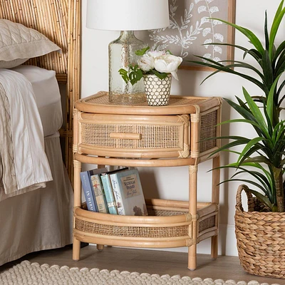 bali & pari Divitia Natural Rattan 1 Drawer Nightstand Natural: 21.7 High, No Assembly, MDF Frame