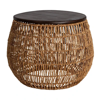 Storied Home Handwoven Round Side Table Natural