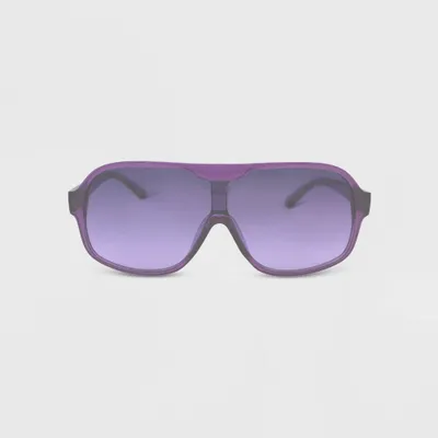 Womens Milky Plastic Oversized Shield Sunglasses - Wild Fable Purple