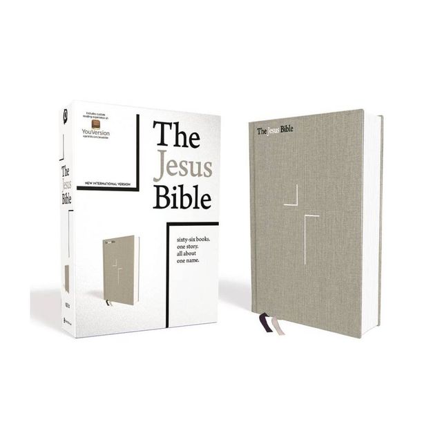 The Jesus Bible, NIV Edition, Cloth Over Board, Gray Linen, Comfort Print - by Zondervan (Hardcover)