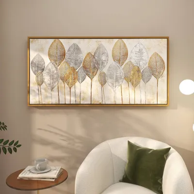 Canvas Abstract Handmade Framed Wall Art with Silver Frame White -  CosmoLiving by Cosmopolitan