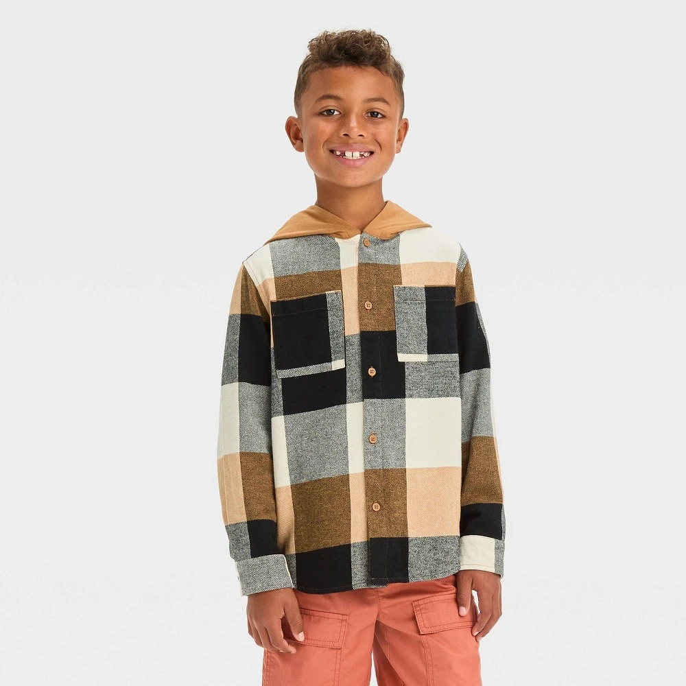 Boy Long Sleeve Hooded Shacket