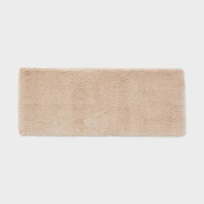 24x60 Spa Plush Bath Rug Almond - Threshold: Machine Washable, Tufted Polyester, Latex Backing