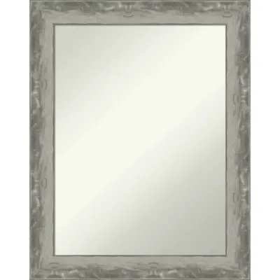 23 x 29 Non-Beveled Waveline Silver Narrow Bathroom Wall Mirror - Amanti Art