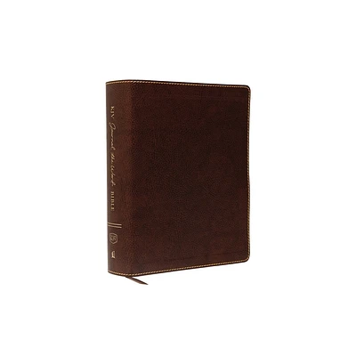 KJV, Journal the Word Bible, Large Print, Bonded Leather, Brown, Red Letter Edition - by Thomas Nelson (Leather Bound)