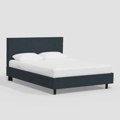 Full Fanie Slipcover Platform Bed in Linen Navy - Threshold: Pine Frame, Low Profile