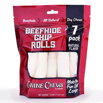 Canine Chews Beef Chip Roll Rawhide Dog Treats - 7ct