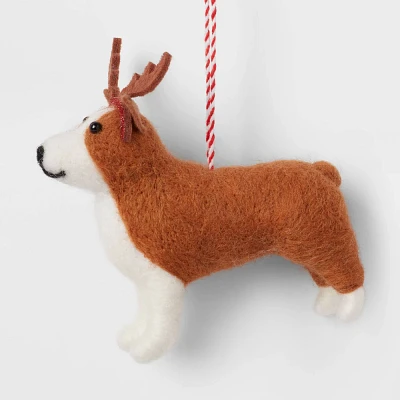 Felted Wool Corgi Dog Christmas Tree Ornament - Wondershop