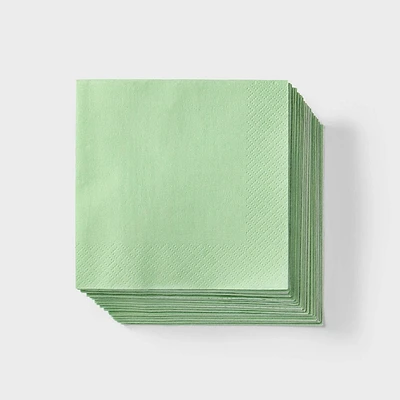 30ct Beverage Napkins Sage - Spritz