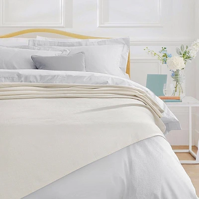 Tribeca Living Twin Yarn Dyed Organic Cotton/Wool Oversized Blanket Cream: All Ages, Gender Neutral, Machine Washable