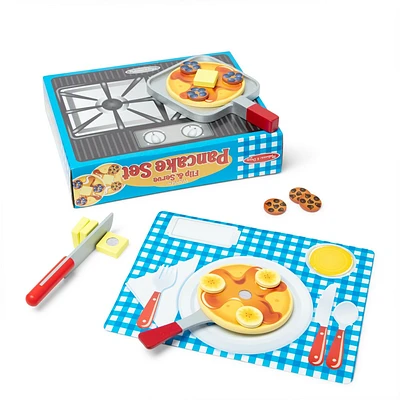 Melissa & Doug Flip and Serve Pancake Set - Wooden Breakfast Play Food