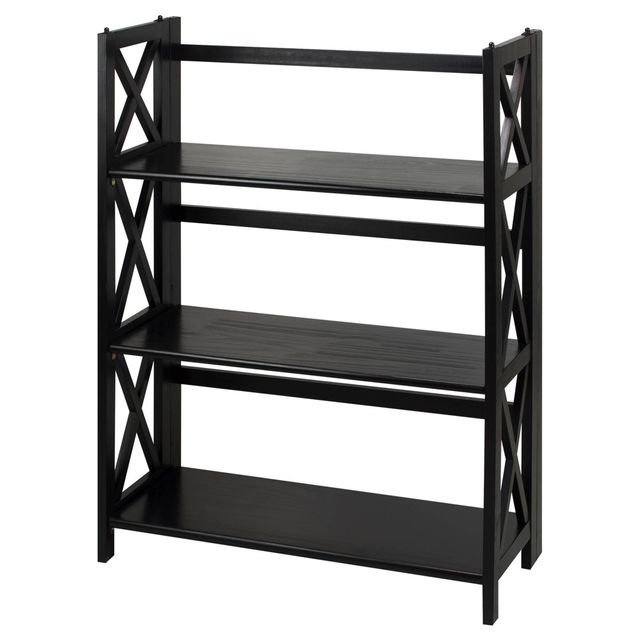 38 3 Shelf X Design Folding Bookcase - Flora Home: Solid Wood