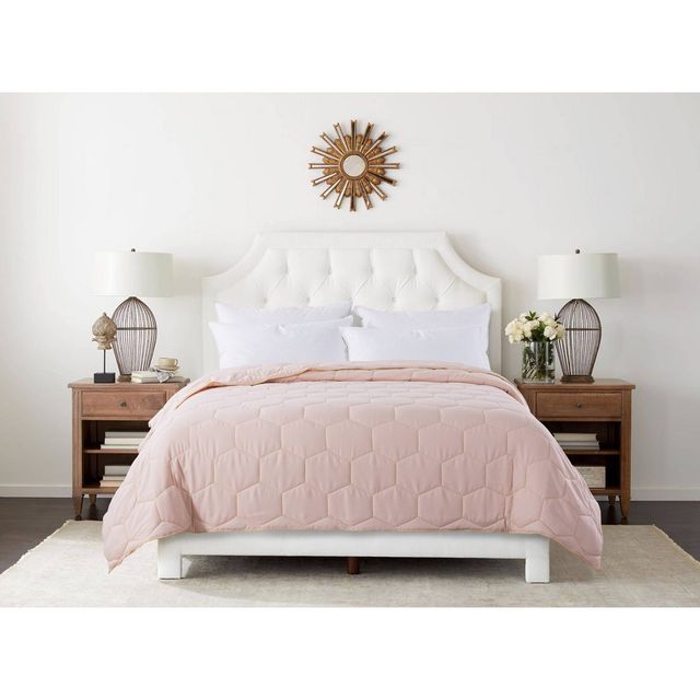 Twin Honeycomb with Piping Down Alternative Duvet Insert Blush/Yellow - St. James Home