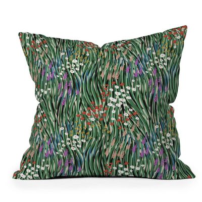 Windy Day in Garden Outdoor Throw Pillow