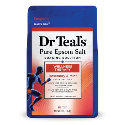 Dr Teals Wellness Therapy Mint & Rosemary Pure Epsom Bath Salt - 3lb