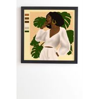 Nawaalillustrations Girl in White Framed Wall Art Black - Designs