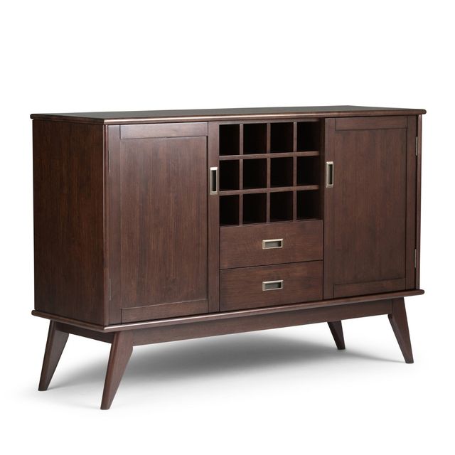 54 Tierney Solid Hardwood Mid-Century Sideboard Buffet and Winerack Medium Auburn Brown - WyndenHall