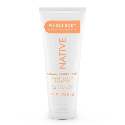 Native Whole Body Deodorant Cream - Sweet Peach & Nectar - Aluminum Free - 3oz