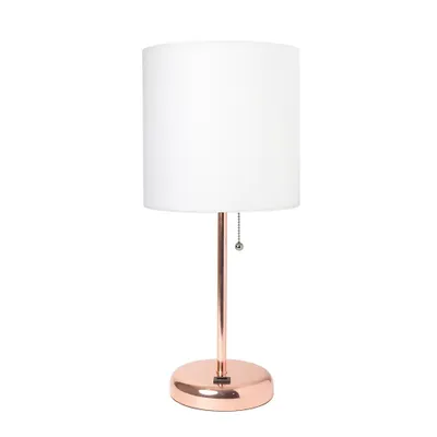 19.5 Bedside USB Port Feature Metal Table Desk Lamp Rose Gold - Creekwood Home: Nightstand Lighting, No Assembly Required