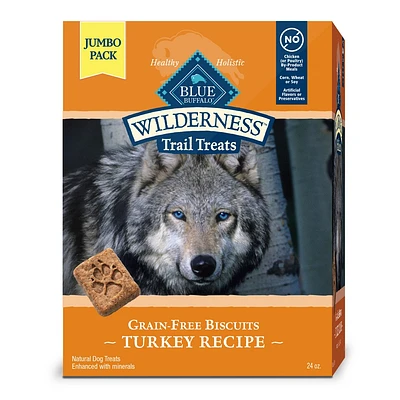 Blue Buffalo Wilderness 100% Grain-Free Biscuits Turkey Recipe Crunchy Dog Treats