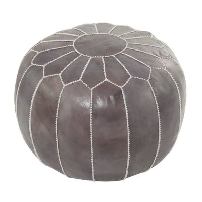 Bohemian Moroccans Leather Pouf - Olivia & May: Handcrafted, Indoor Use