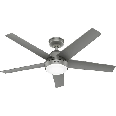 Hunter Fan 52 Skyflow Weather Max Indoor/Outdoor Ceiling Fan with LED Light Kit and Wall Control Matte Silver