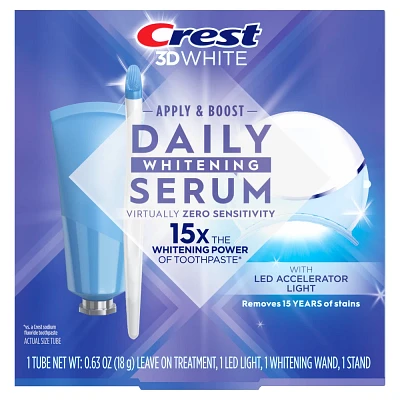 Crest 3DWhite Daily Whitening Serum with LED Light, Leave-on Teeth Whitening Treatment - 0.63 oz