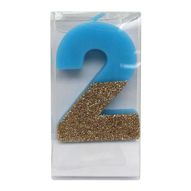 Number 2 Glitter Candle  - Spritz: Birthday Cake Decoration, Wax, 4 Height, Single Piece