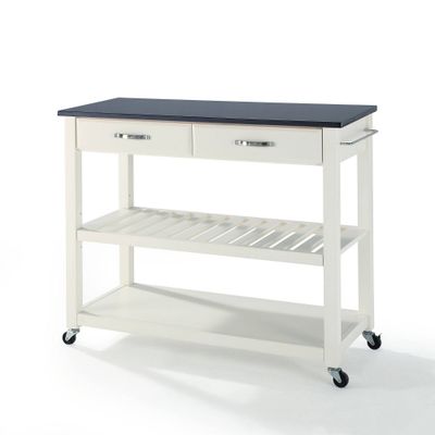 Granite Top Kitchen Prep Cart White/Black - Crosley