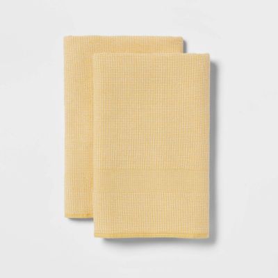 2pk Cotton Solid Ribbed Terry Kitchen Towels Blue - Threshold